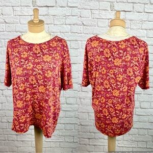 Peruvian Connection Floral Prima Cotton Tee Size XL